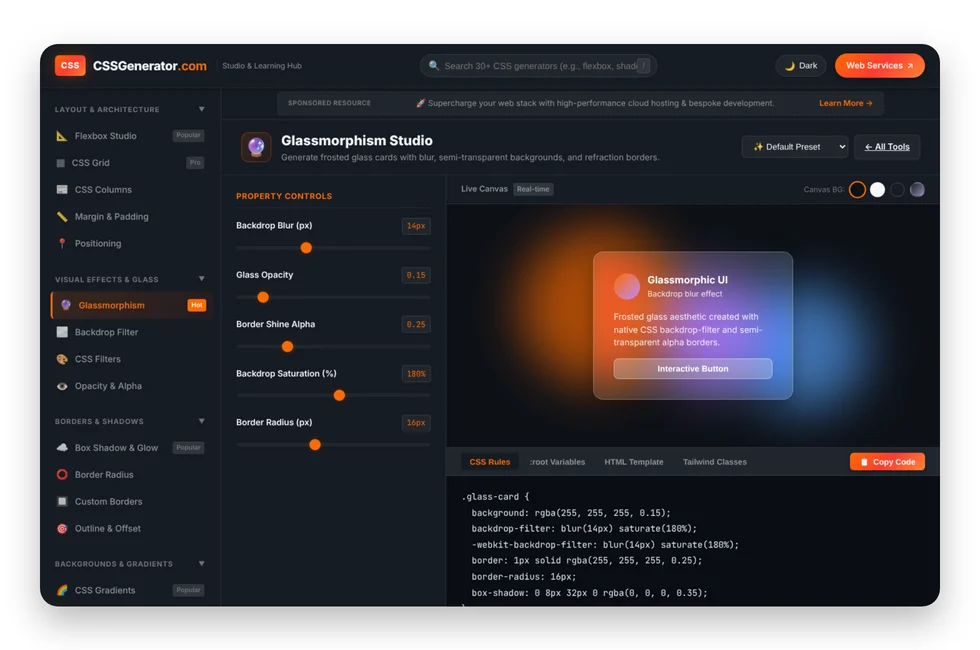 CSS Generator Studio with live preview